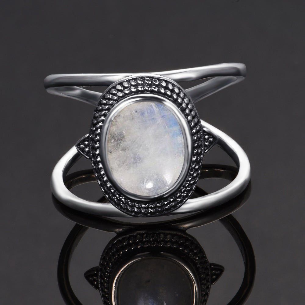 Court Style Moonstone Niche Mid-ancient Vintage Women Ring