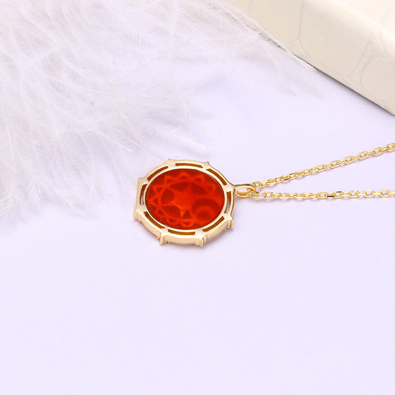 Red Agate Star Moon Collar Women Necklace