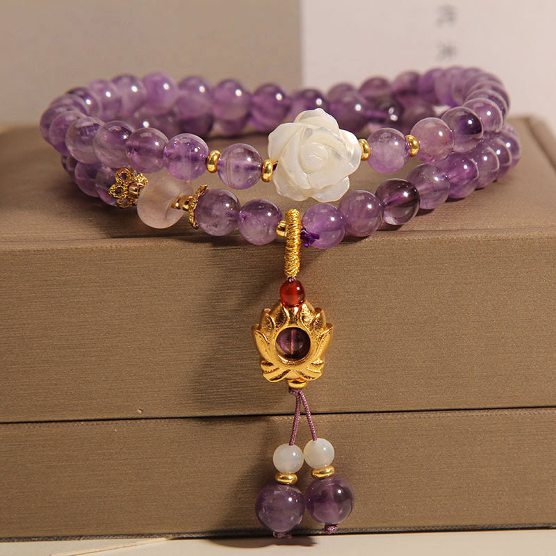 Natural Amethyst Lotus Multi-layer Bracelet Women