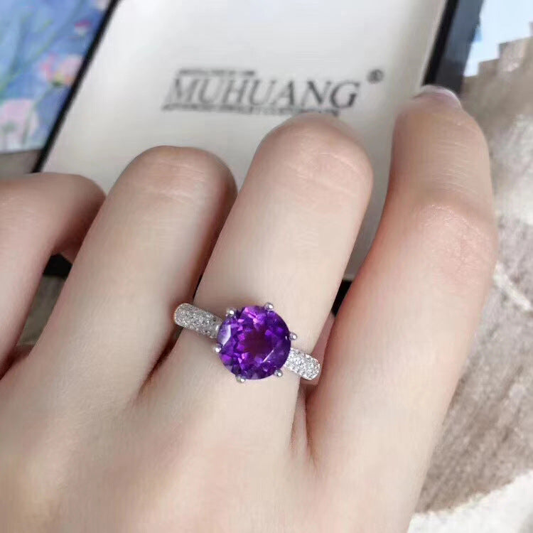 Women's Round Deep Amethyst Ring