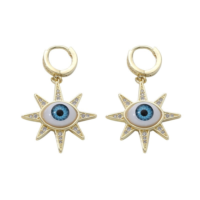 Fashion Love Six Star Demon Eye Earrings