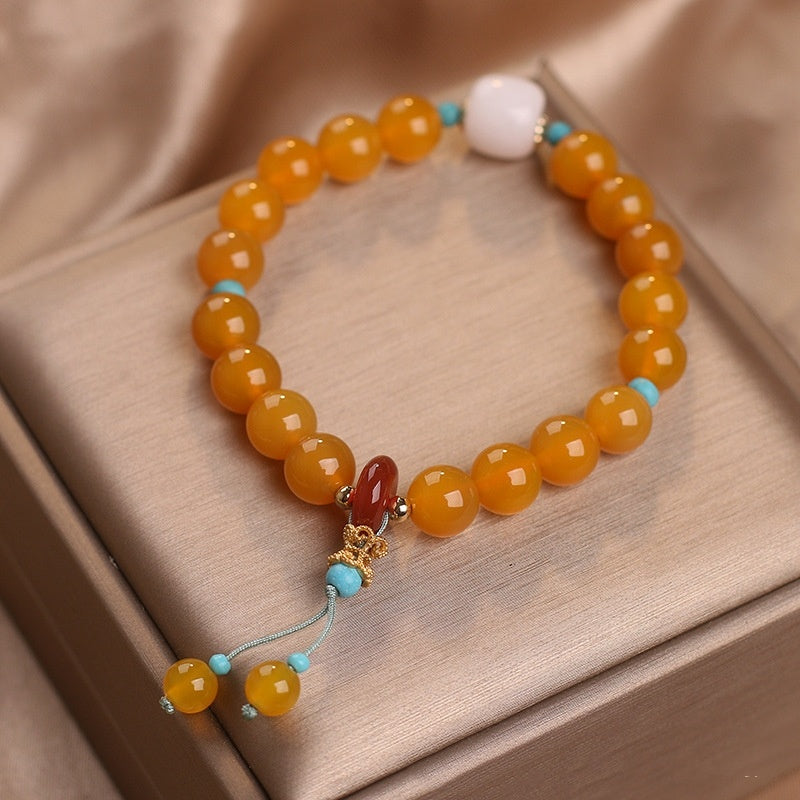 Ethnic Style Natural Citrine Agate Women Bracelet