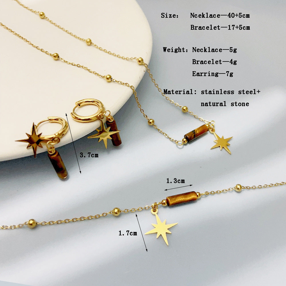 Tigereye Eight Awn Star Women Necklace