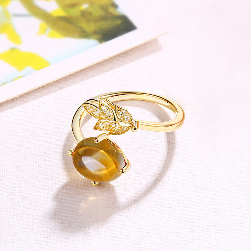 Natural Citrine Gemstone Women Ring