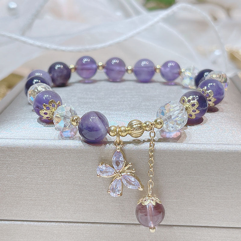 Fashion Butterfly Amethyst Women Bracelet