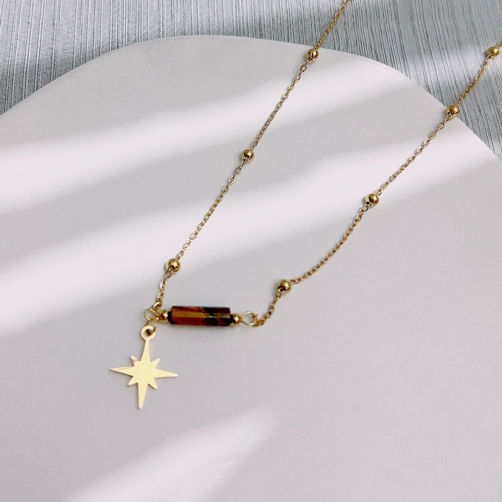 Tigereye Eight Awn Star Women Necklace