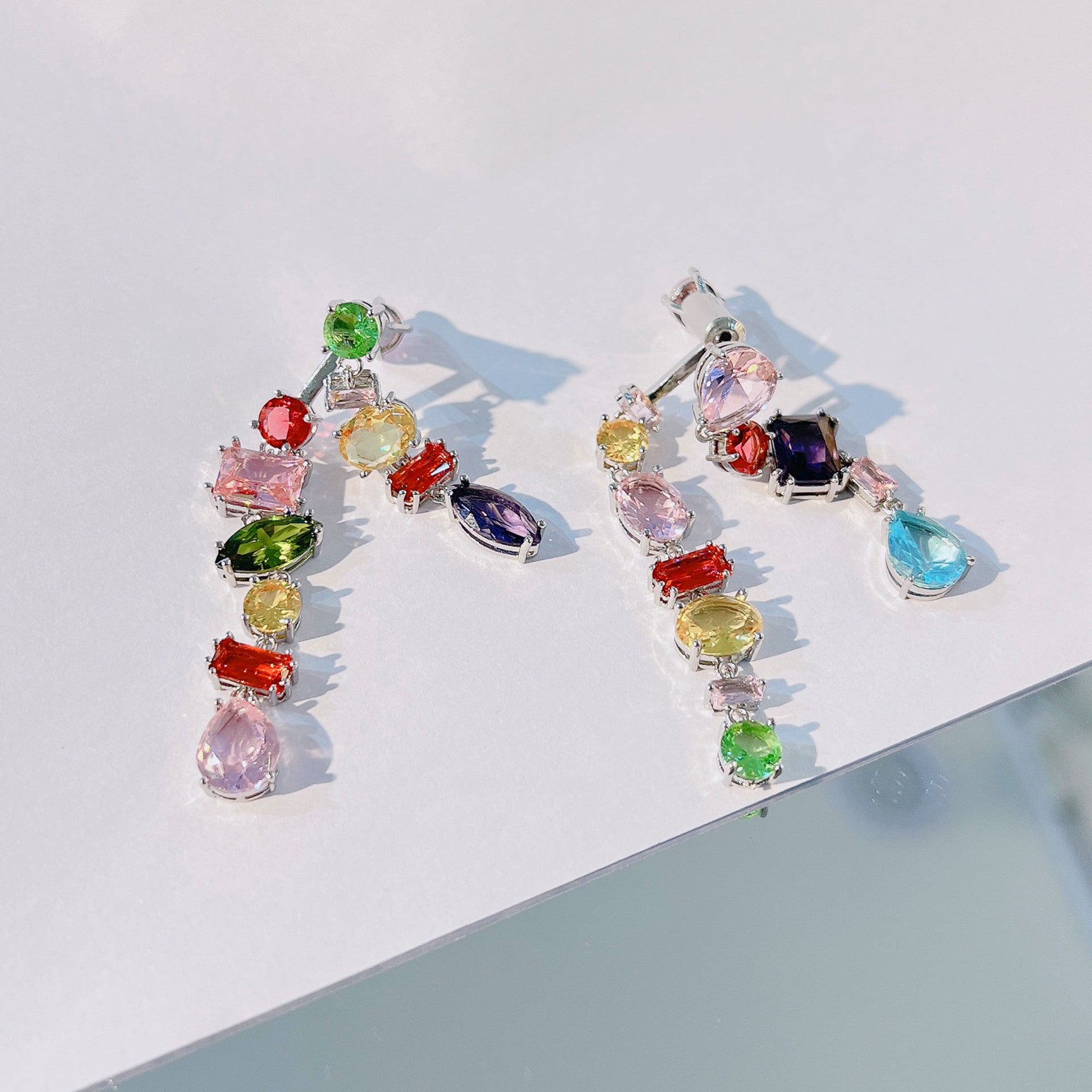 Women's Square Candy Crystal Bracelet Necklace Earrings