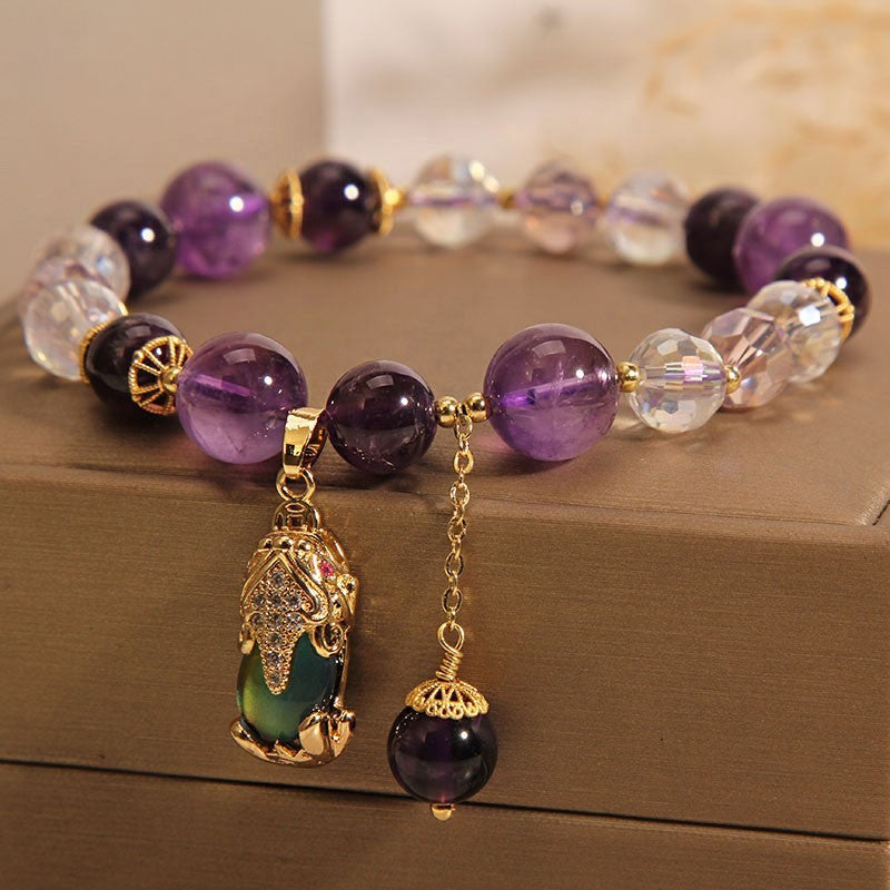 Natural Amethyst Beaded Bracelet Female Ethnic Style