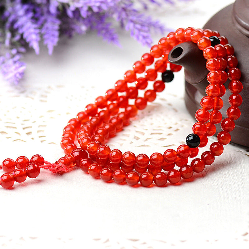 Natural Red Agate 108 Beads Bracelet