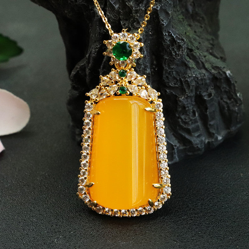 Topaz Pendant Agate Jewelry Women and Men Necklace