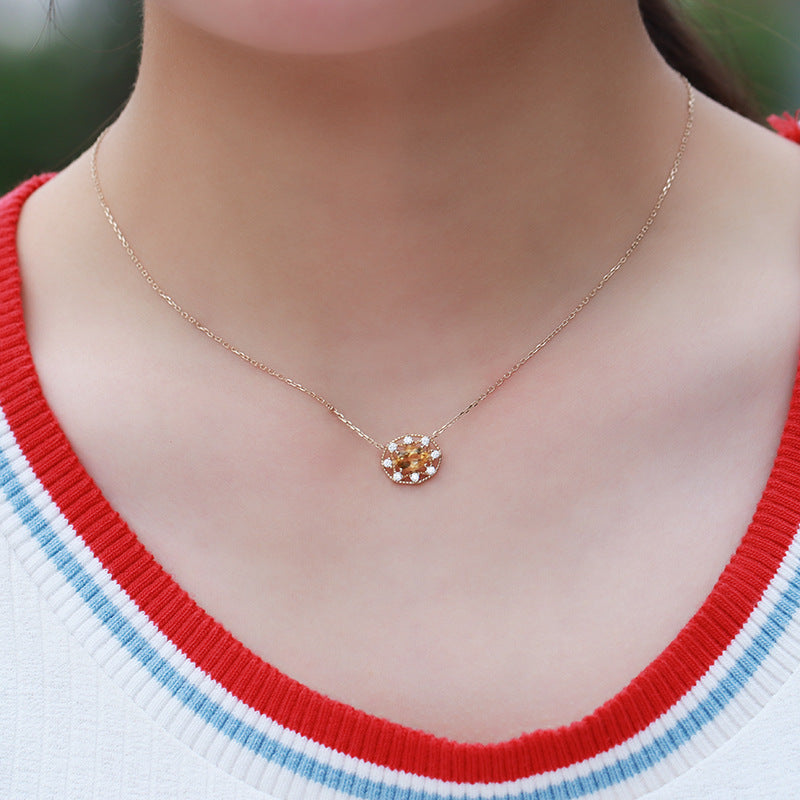 Natural Citrine Necklace Sky Blue Topaz