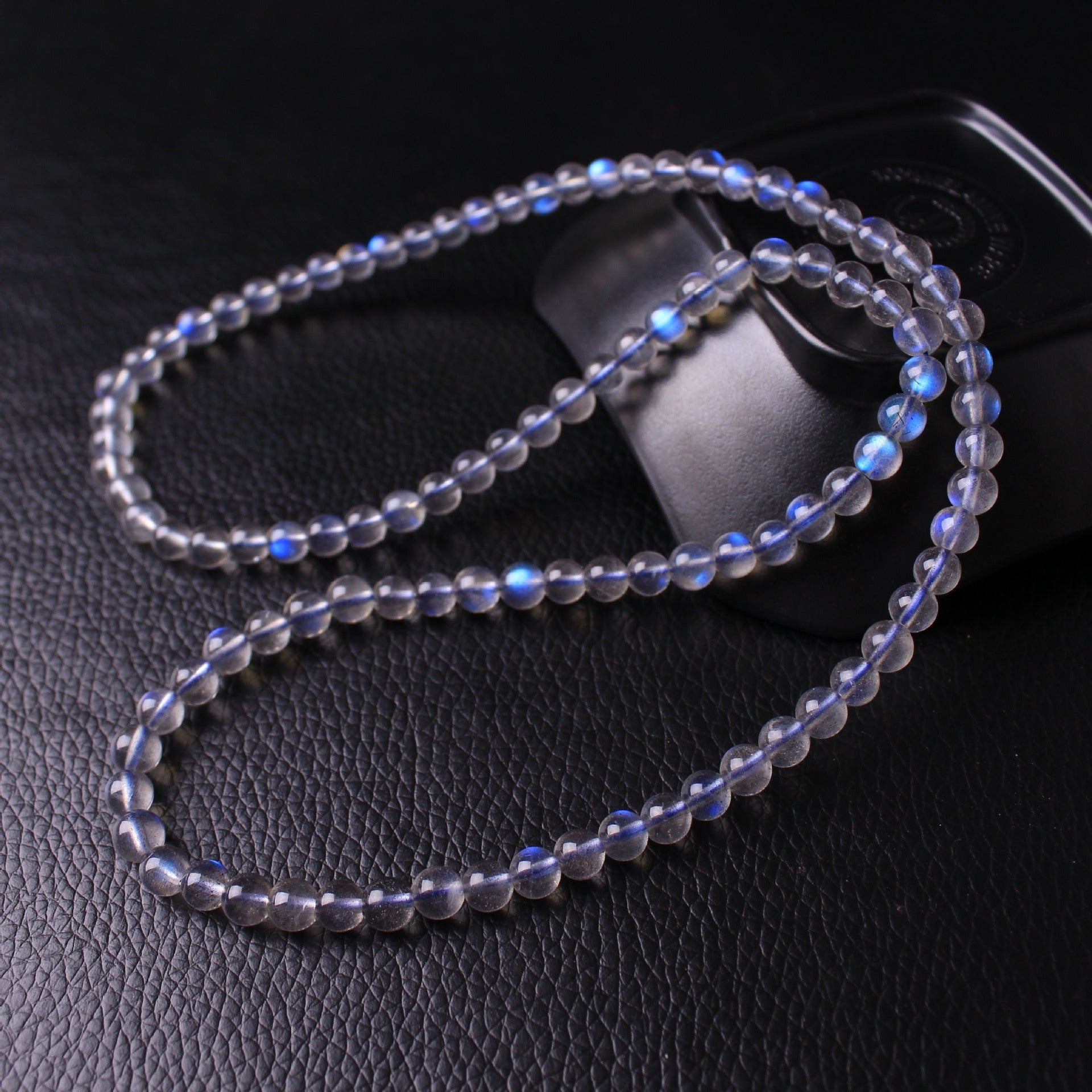 Natural Grey Moonstone Three Circle Women Bracelet