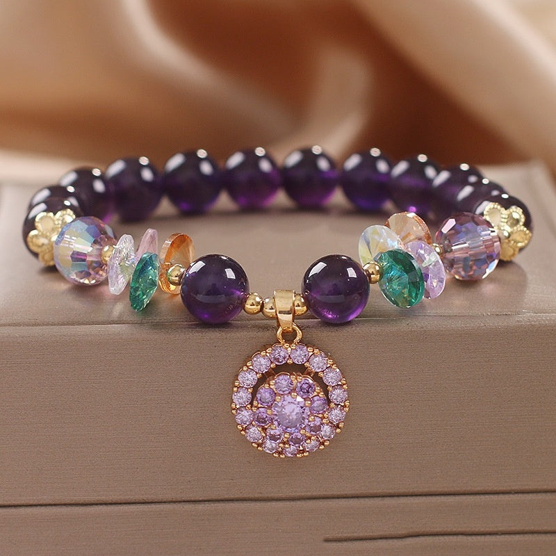 Natural Amethyst Women Bracelet Female Fashion Good Luck Comes