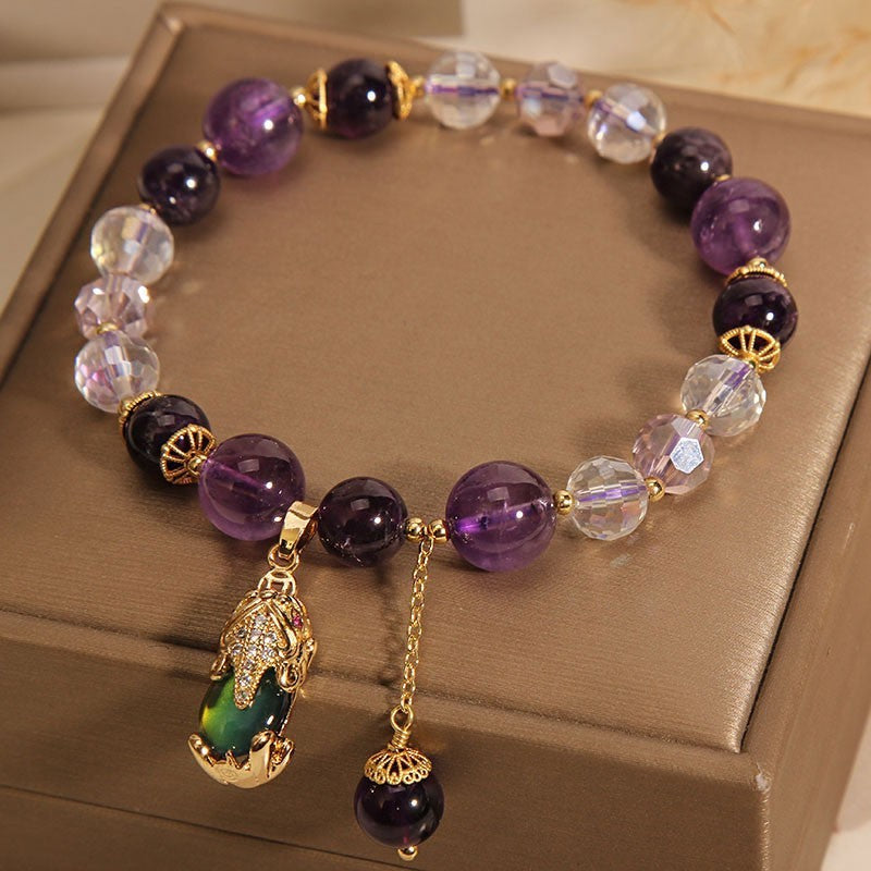 Natural Amethyst Beaded Bracelet Female Ethnic Style