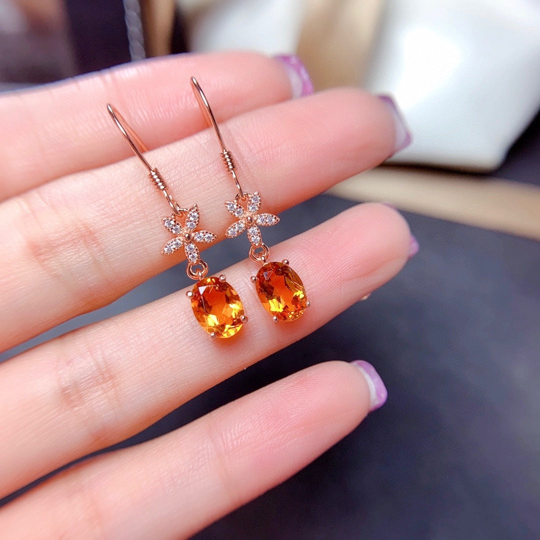 New Natural Citrine Earrings With Clean Crystals And Good Color