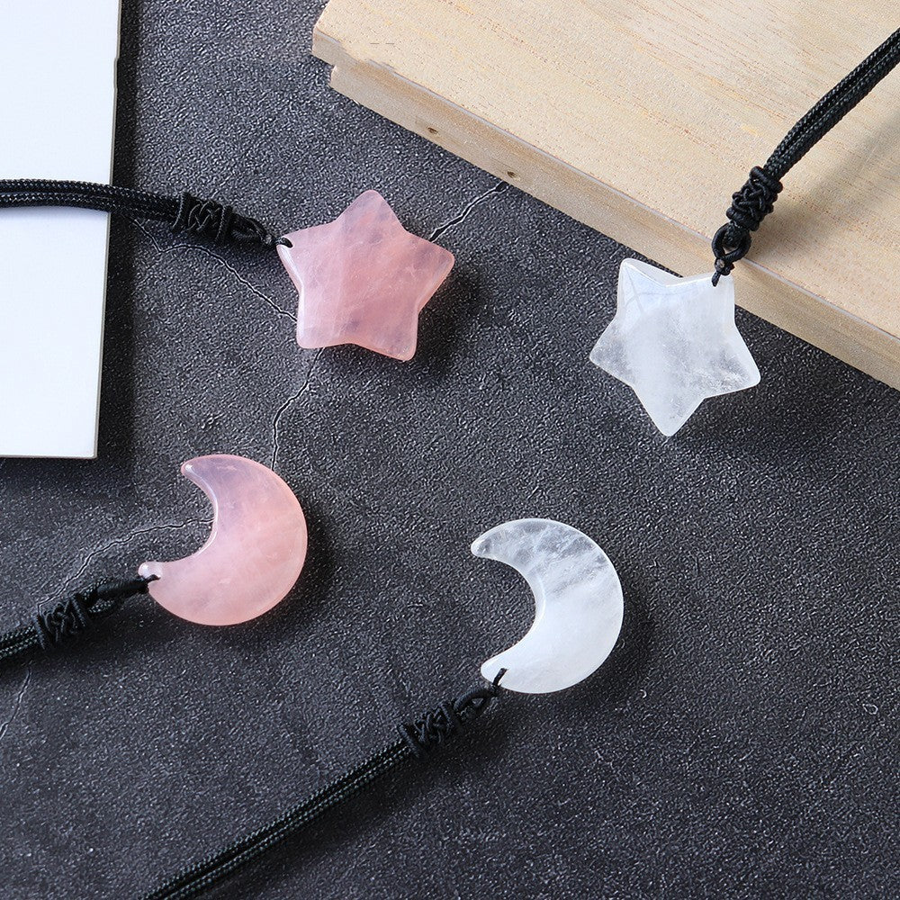 Natural Crystal Gem Moon Craft Star Jewelry Pendant