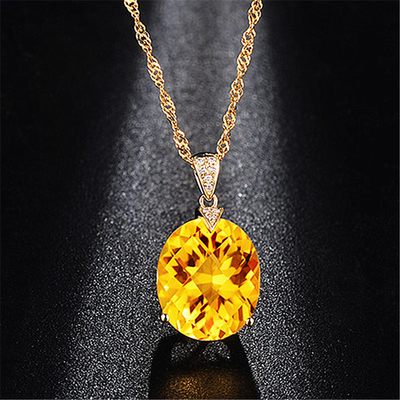 Noble Luxury Citrine Pendant Clavicle Chain