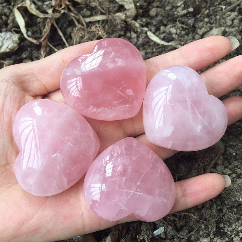 Heart-shaped Rose Quartz Crystal Home Decor