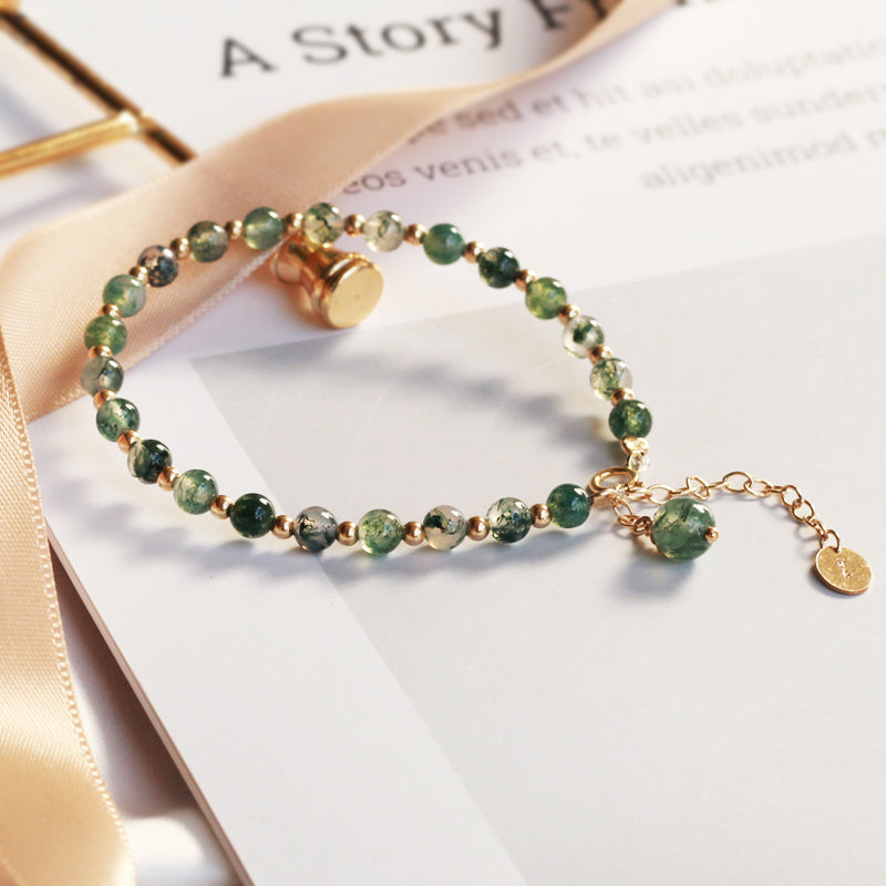 Natural Green Crystal Agate Lucky  Transfer Beads Bracelet