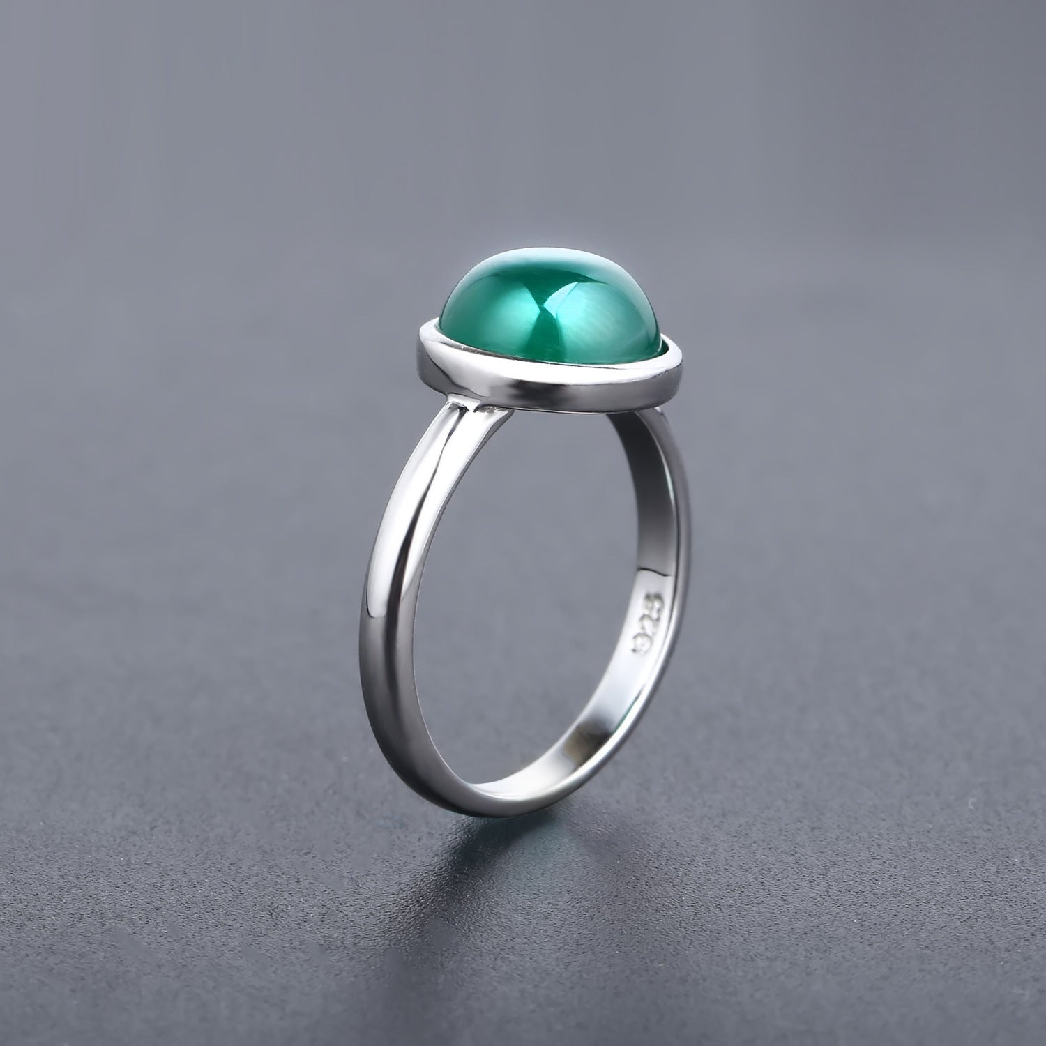 Green Agate Gemstone Ring Women Simple Inlaid Natural Stone