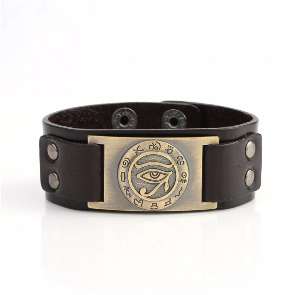 Eye of Horus alloy leather men bracelet