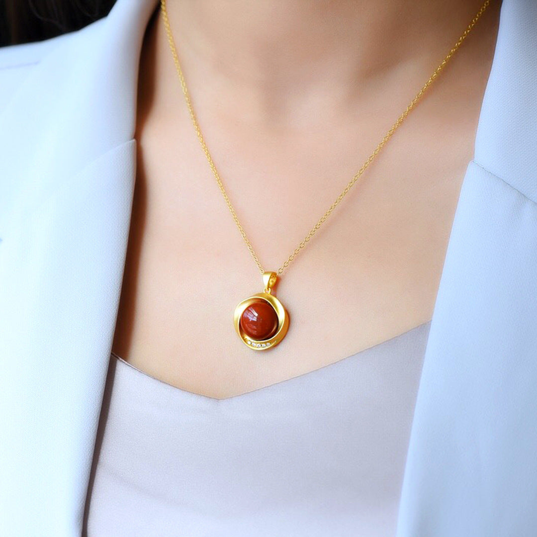 Natural Southern Red Agate Women Necklace