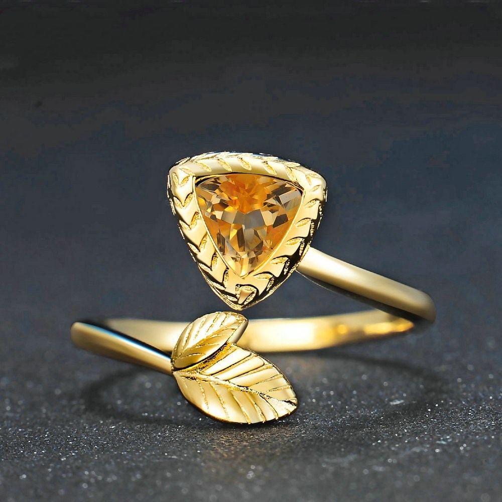 Natural Citrine women Ring