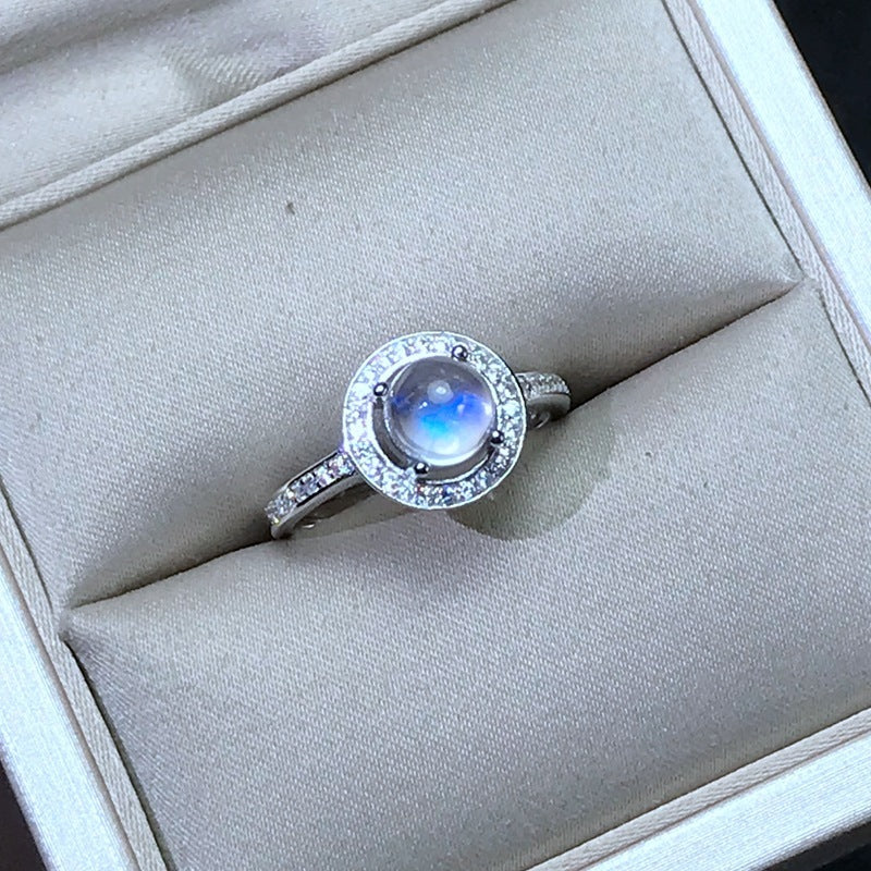 Natural Blue Moonstone Women Ring