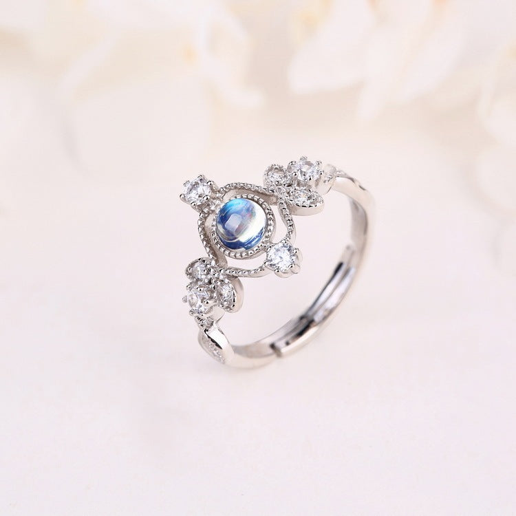 Blue Moonstone 925 Sterling Silver Women Ring