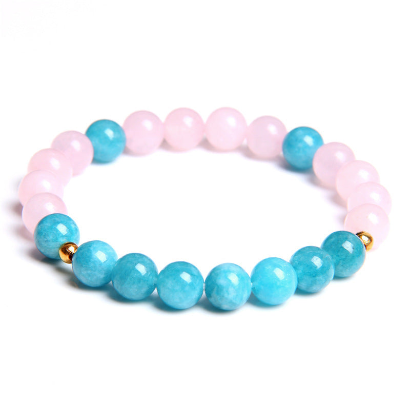 Natural Crystal Elastic Rose Quartz Women Bracelet