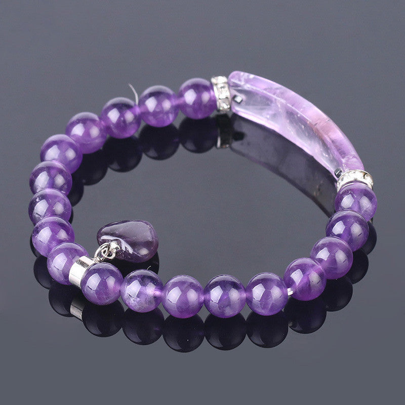 Amethyst Single Circle Women Bracelet Earrings