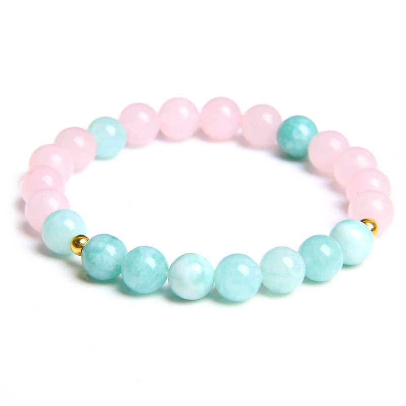 Natural Crystal Elastic Rose Quartz Women Bracelet