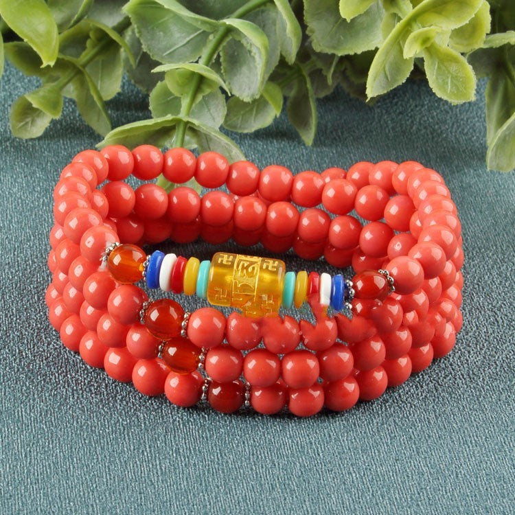 Red Agate Women's Bracelet 6m108 Buddha Beads