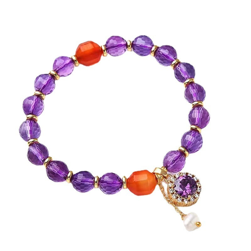 Natural Amethyst Diamond setting Women Bracelet