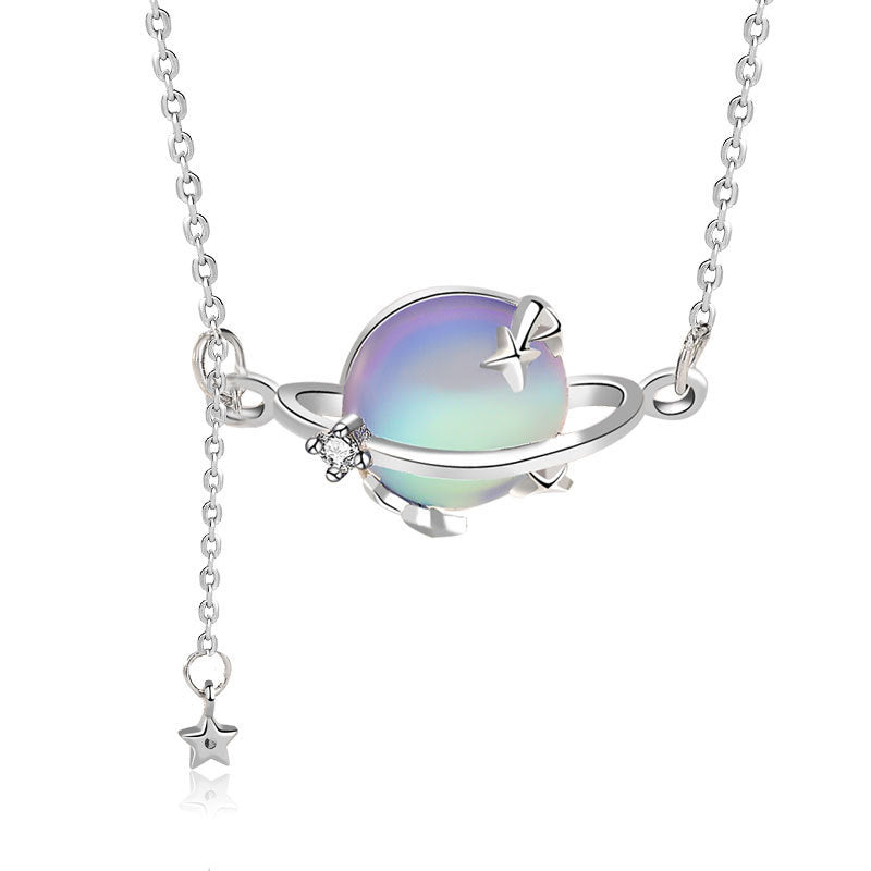 Personality Sense Moonstone Planet Women Necklace