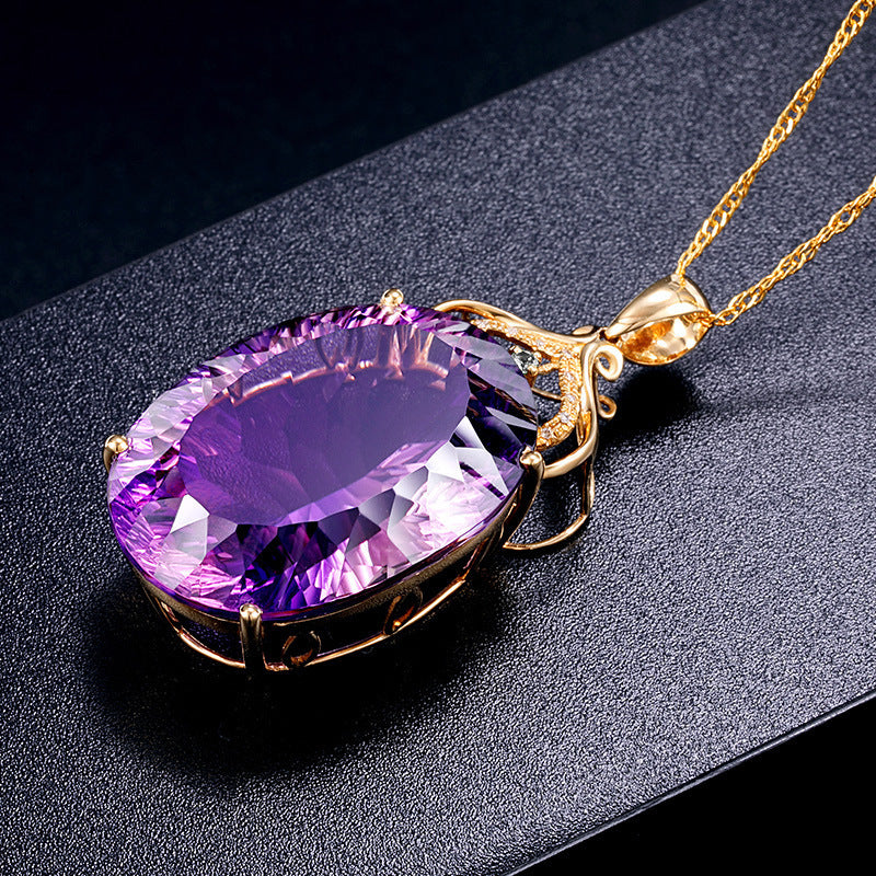 Amethyst Pendant Amethyst Sweater Chain Women Necklace