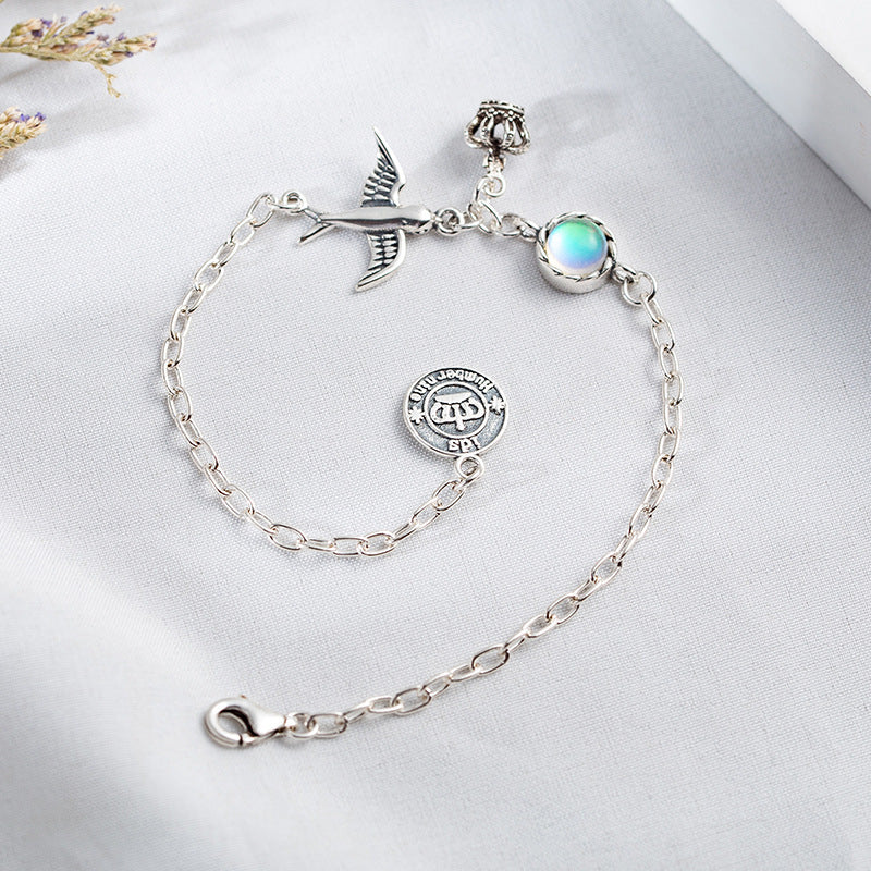 Swallow Crown Moonstone Women Bracelet