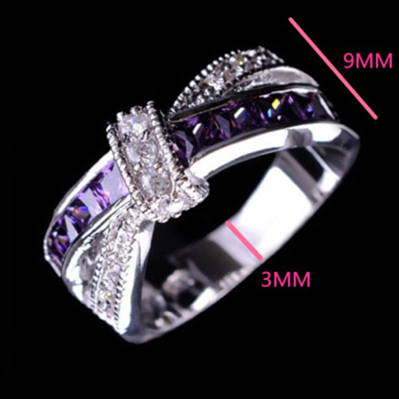 Electroplated Amethyst Diamond Women Ring