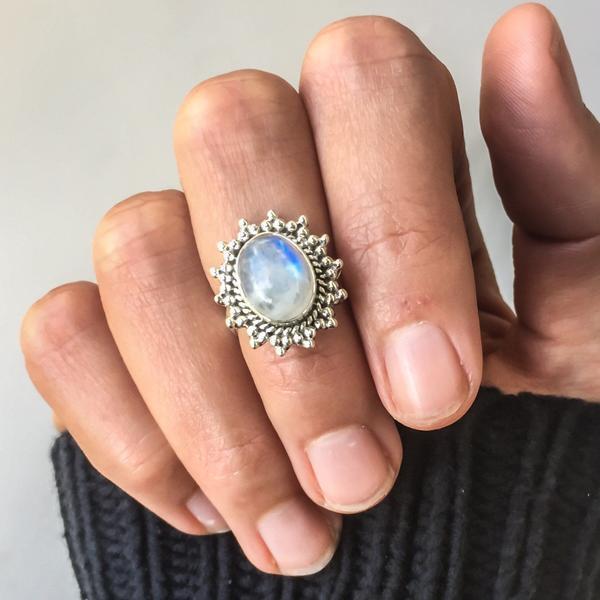 Inlaid Moonstone Gemstone Women Ring