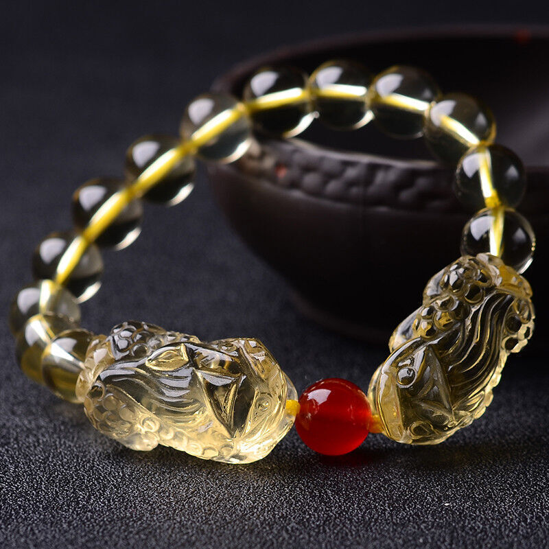 Natural Citrine Double Pixiu women men Bracelet