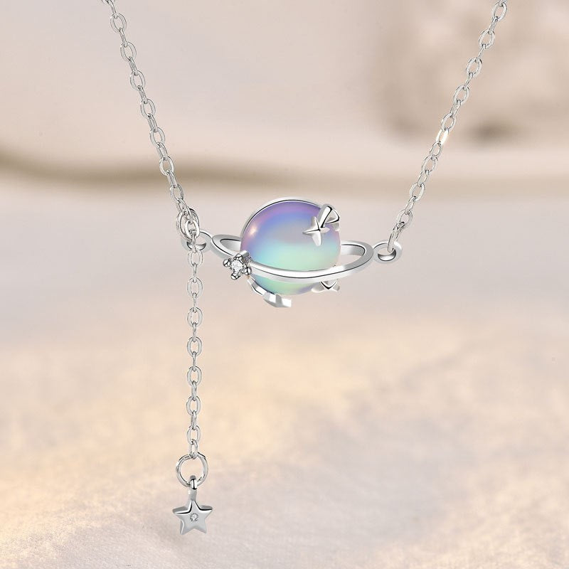 Personality Sense Moonstone Planet Women Necklace