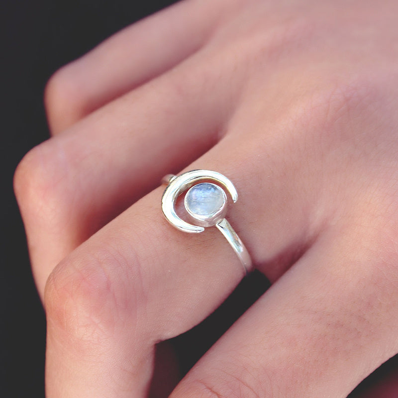 925 silver plated moonstone ring