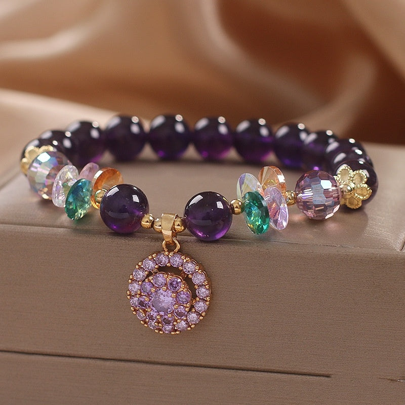 Natural Amethyst Women Bracelet Female Fashion Good Luck Comes