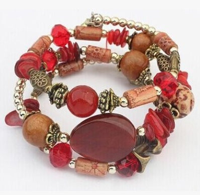 Big bohemian bracelet Agate stone handmade woven Bracelet