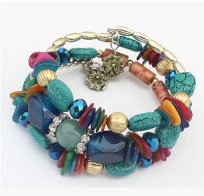 Big bohemian bracelet Agate stone handmade woven Bracelet