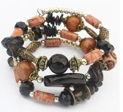 Big bohemian bracelet Agate stone handmade woven Bracelet