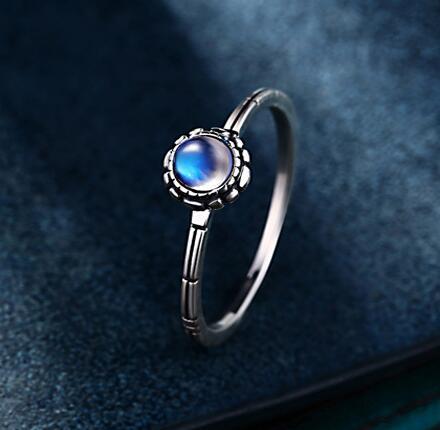 Moonstone Silver Crystal Gem Women Ring