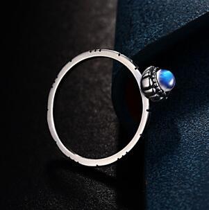 Moonstone Silver Crystal Gem Women Ring