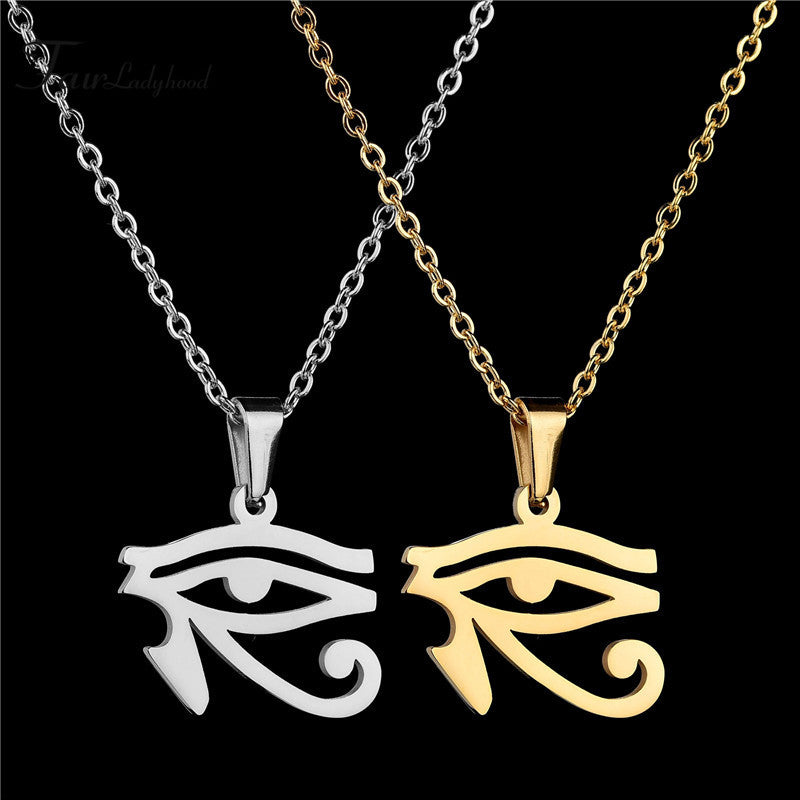 Men and women's collarbone stainless steel chain Eye of Horus necklace