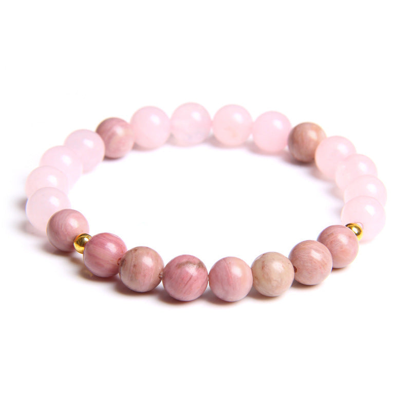 Natural Crystal Elastic Rose Quartz Women Bracelet